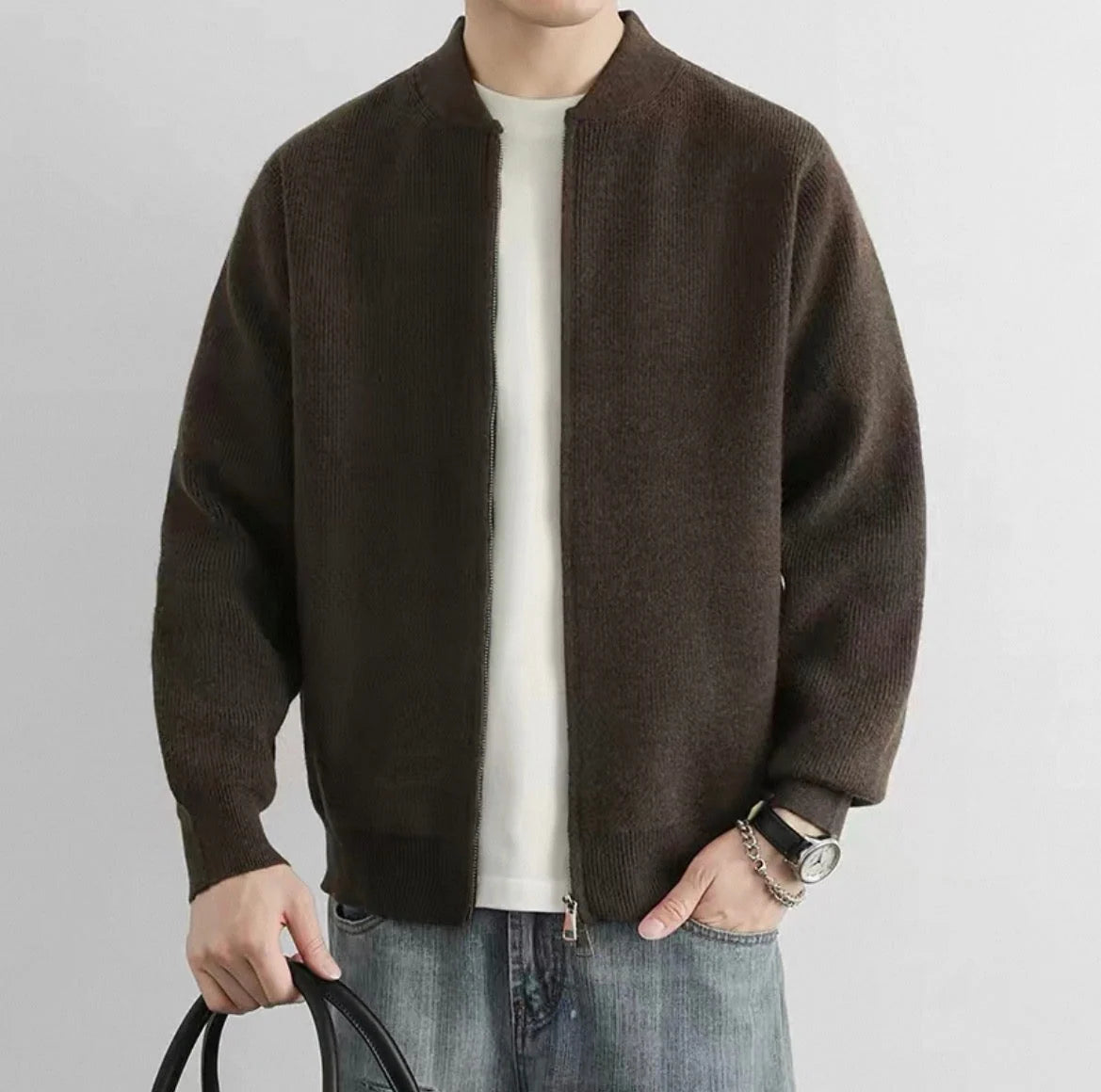 Signature Zip Cardigan