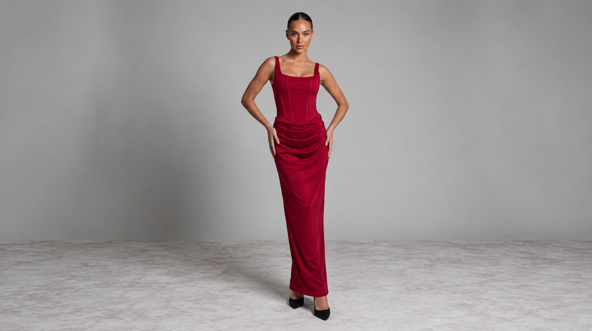 Elegantes Korsett Maxikleid