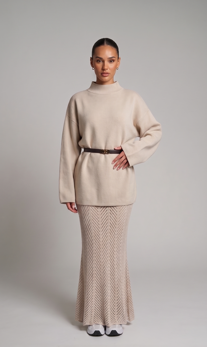 Patterned Skirt and Sweater Set