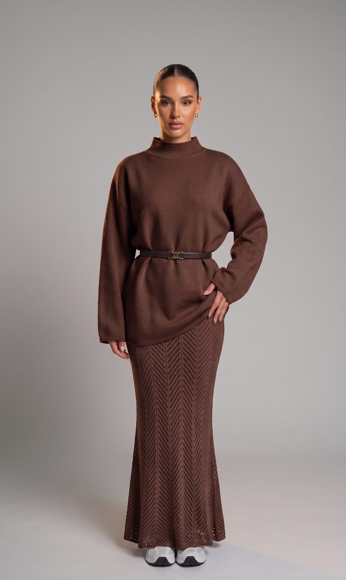 Patterned Skirt and Sweater Set