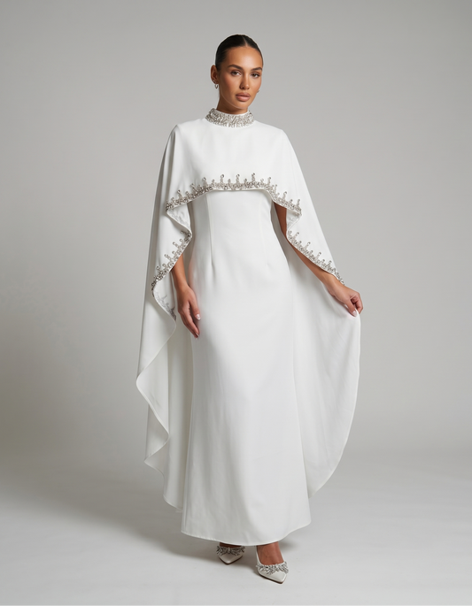 Abaya aus Satin mit Verzierungen